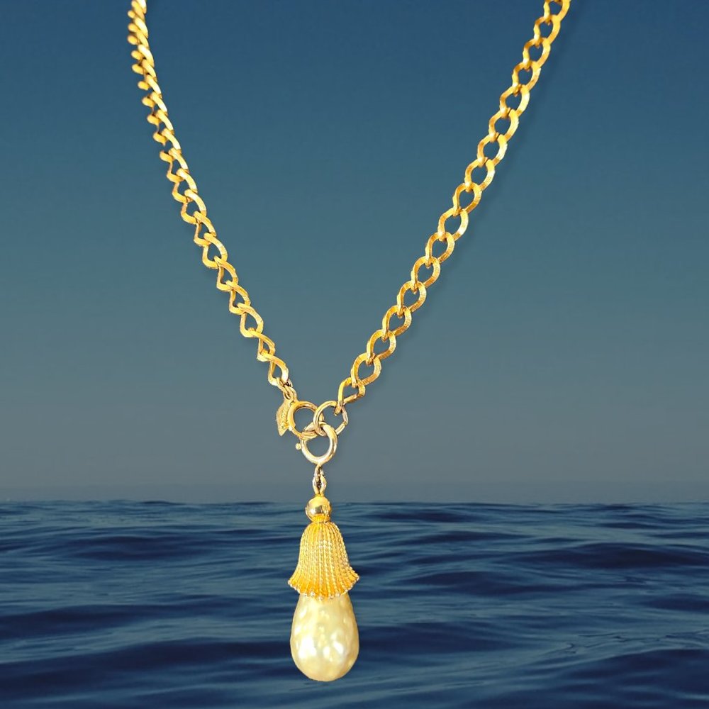 Vintage VTG Sarah Coventry Big Pearl Solitaire Statement Pendant Necklace